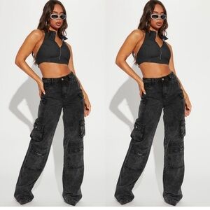 Fashion Nova Black Cargo Pants
